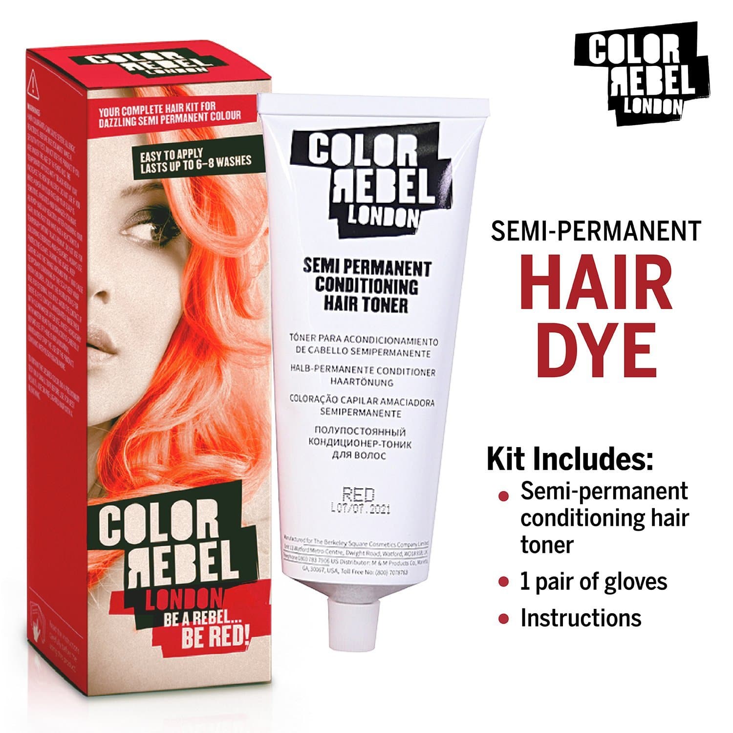 Color Rebel London Semi-Permanent Conditioning Hair Toner - Be Red