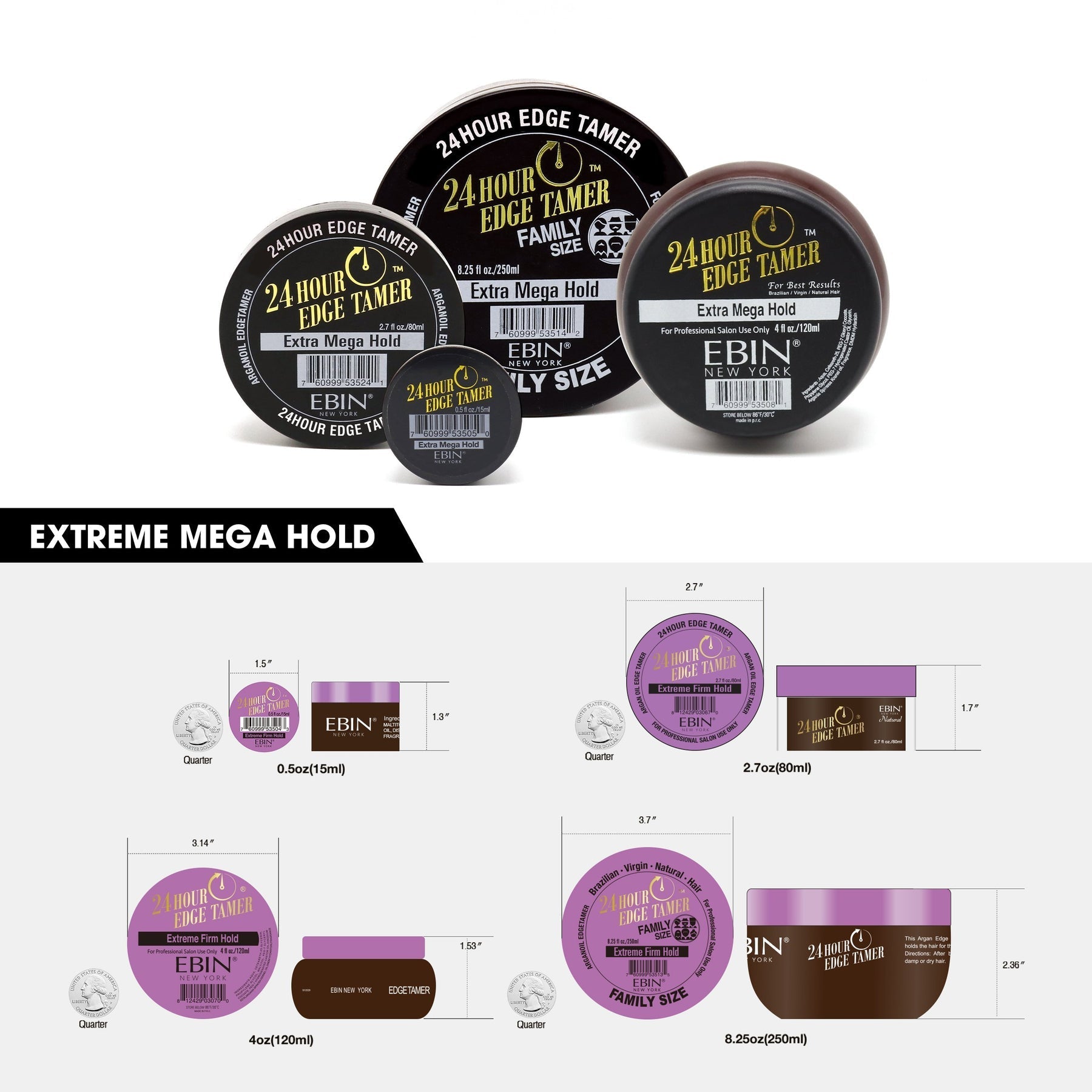 EBIN 24 Hour Edge Tamer Extra Mega Hold 4oz