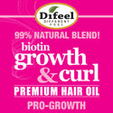 Difeel Biotin Growth & Curl Premium Hair Oil 2.5oz