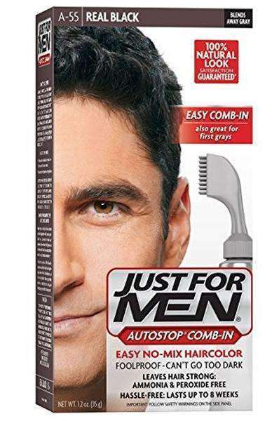 Just For Men Autostop Comb-In Hair Colour- A-55 Real Black - Deluxe Beauty Supply