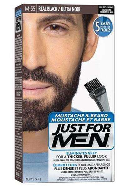 Just For Men Mustache & Beard Hair Color - M-55 Real Black - Deluxe Beauty Supply