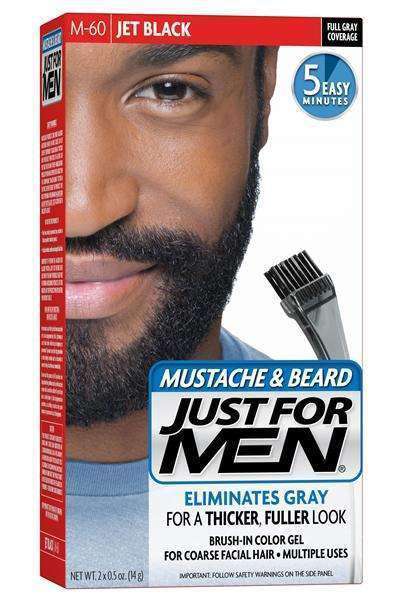Just For Men Mustache & Beard Hair Color - M-60 Jet Black - Deluxe Beauty Supply