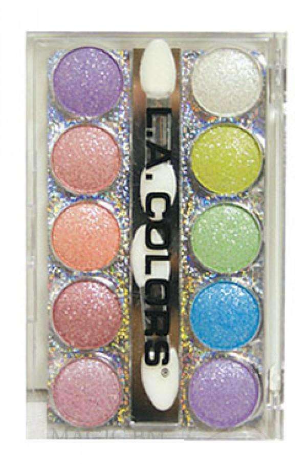 L.A. Colors Glittering Scarlet10 color Eyeshadow - Deluxe Beauty Supply