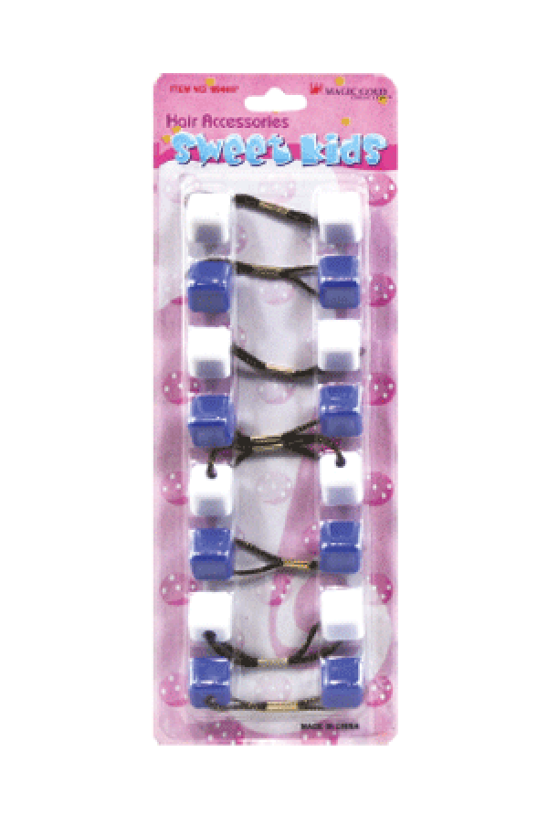 Magic Gold Hair Baubles - Square #SQ7 Blue/White - Deluxe Beauty Supply