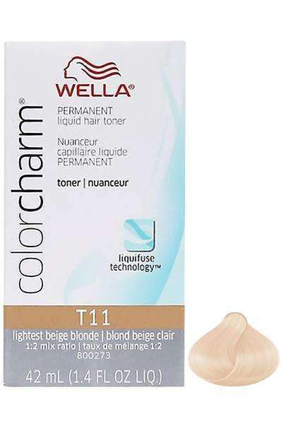 Wella Color Charm Permanent Liquid Hair Toner - T11 Lightest Beige Blonde - Deluxe Beauty Supply