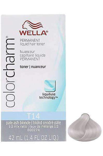 Wella Color Charm Permanent Liquid Hair Toner - T14 Pale Ash Blone - Deluxe Beauty Supply