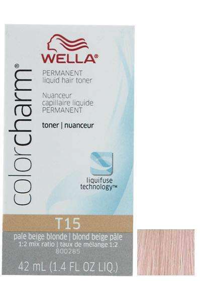 Wella Color Charm Permanent Liquid Hair Toner - T15 Pale Beige Blonde - Deluxe Beauty Supply