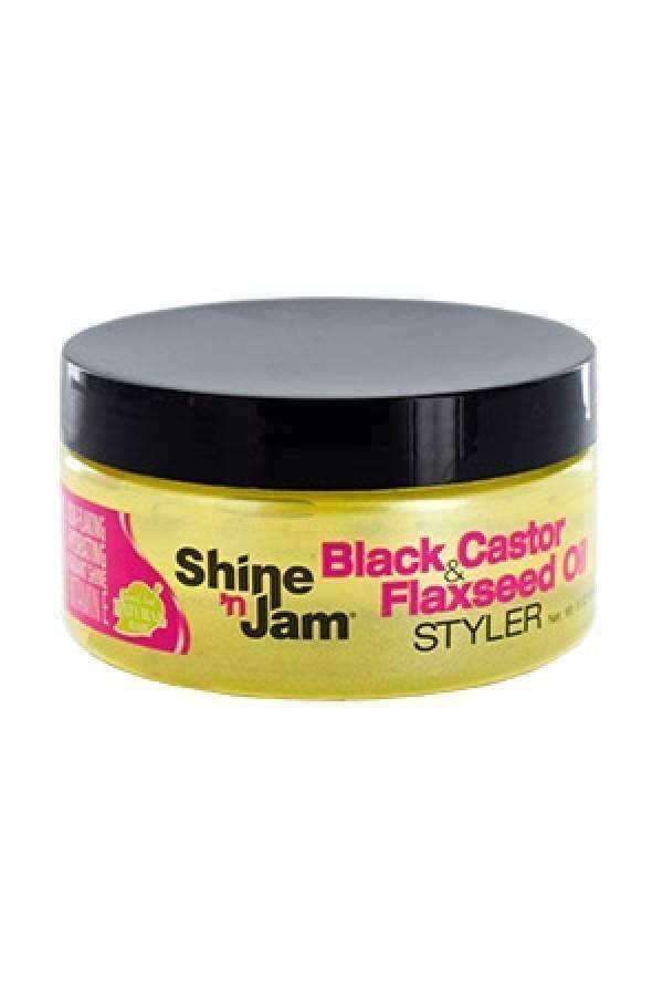 Ampro Shine 'n Jam Black Castor & Flaxseed Oil Styler 8oz - Deluxe Beauty Supply