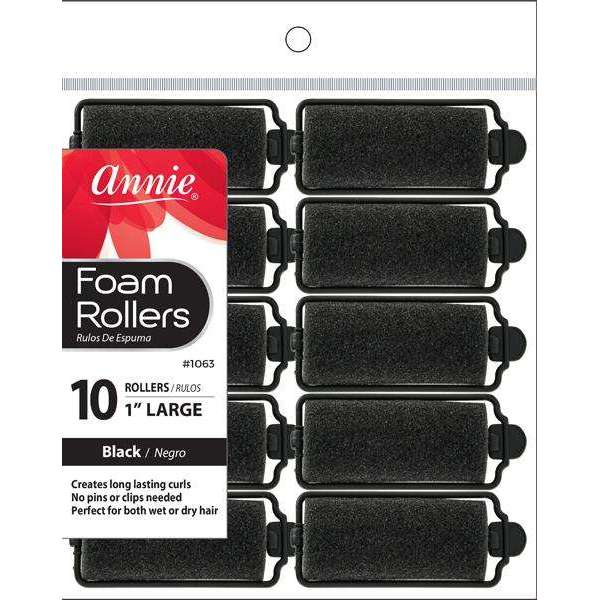 Annie Foam Rollers 1" Large Black #1063