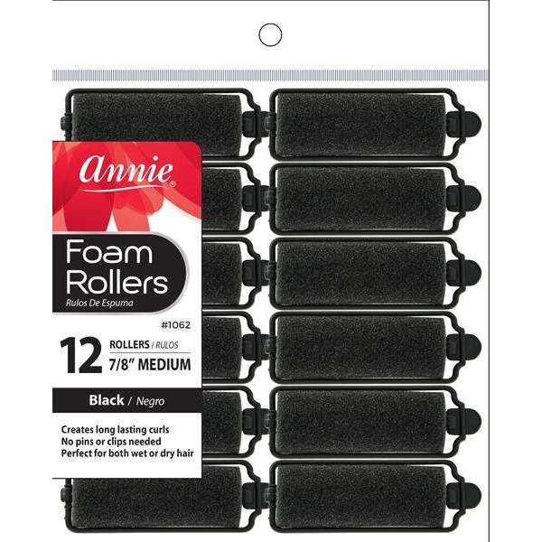 Annie Foam Rollers 7/8" Medium Black #1062