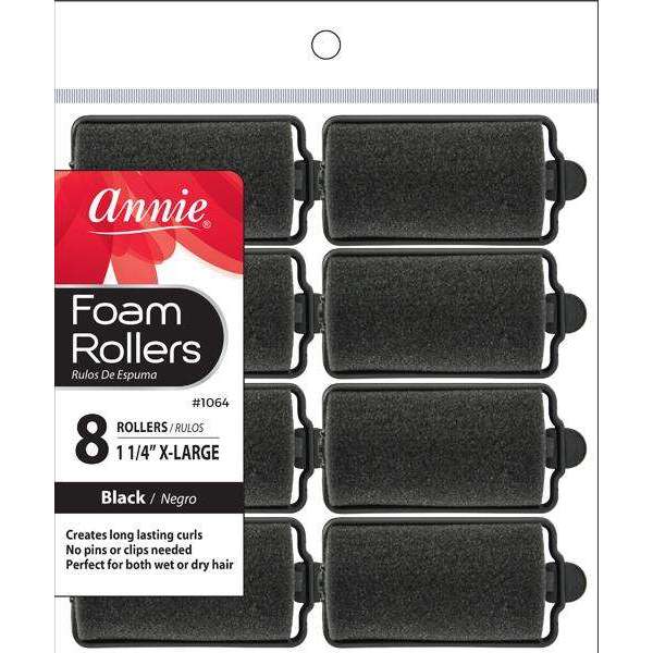 Annie Foam Rollers 1 1/4" X-Large Black #1064