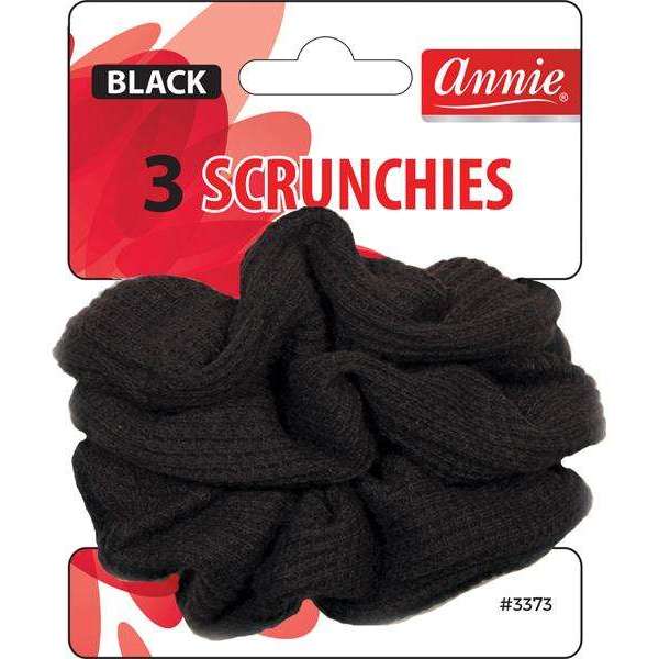 Annie Hair Scrunchies Black 3 Pieces #3373