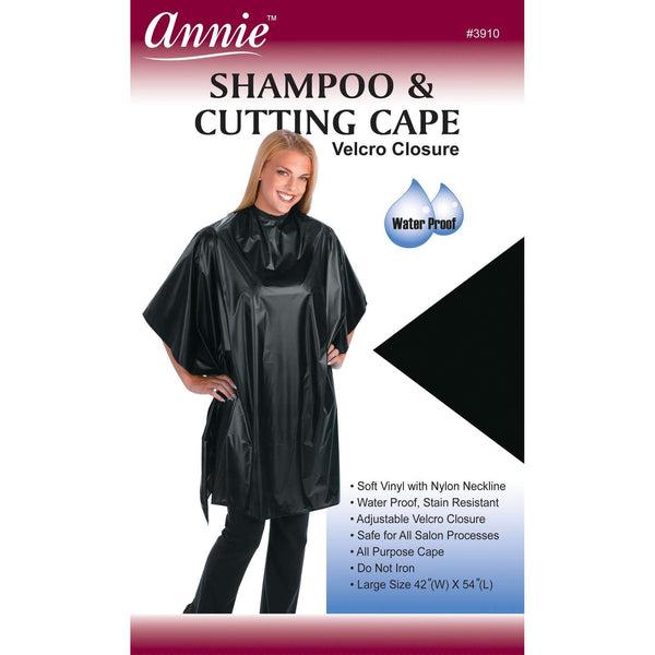 Annie Shampoo & Cutting Cape #3910 - Black