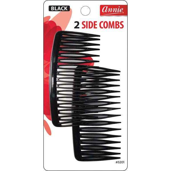 Annie Side Hair Comb Black 2pc #3201