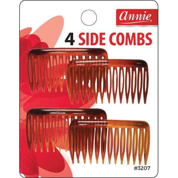 Annie Side Hair Comb Small Brown 4pc #3207