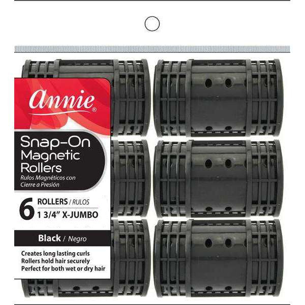 Annie Snap On Magnetic Rollers 1 3/4" X-Jumbo Black #1229