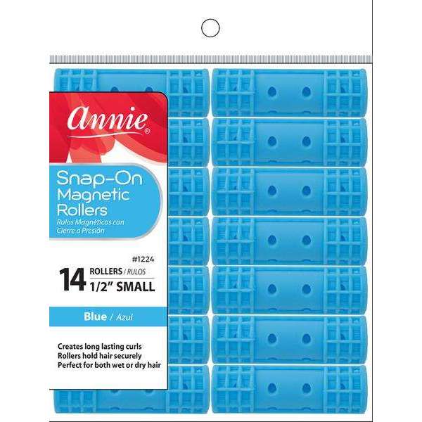 Annie Snap On Magnetic Rollers 1/2" Small Blue #1224