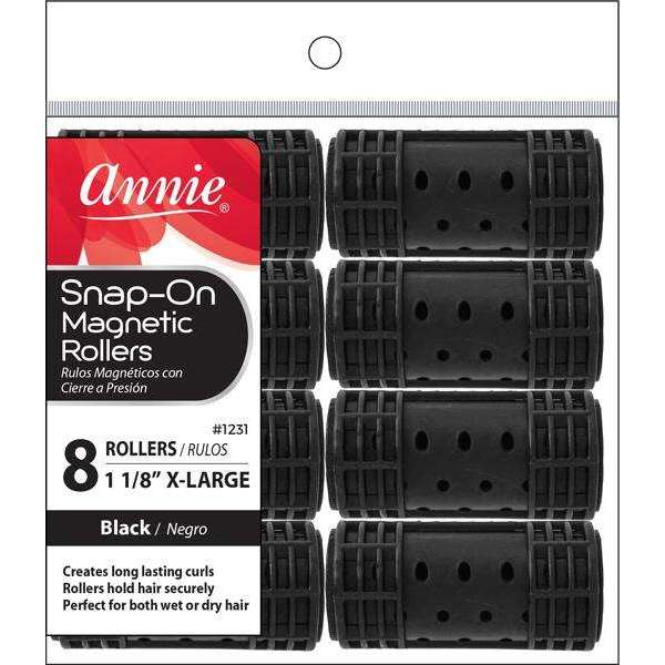 Annie Snap On Magnetic Rollers 1 1/8" X-Large Black #1231