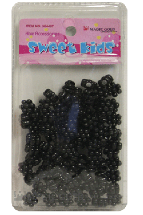 Sweet Kids Hair Beads - Black Flowers #1660 - Deluxe Beauty Supply