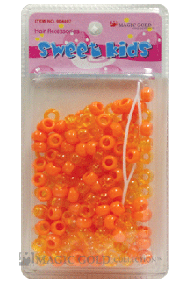 Sweet Kids Hair Beads - Orange Crystal Mix #1623 - Deluxe Beauty Supply