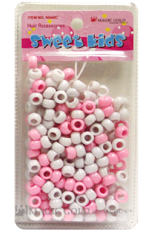 Sweet Kids Hair Beads - Pink & White #1626 - Deluxe Beauty Supply