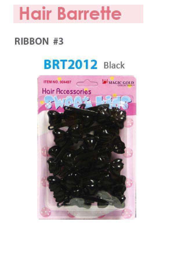 Magic Gold Hair Barrettes - Ribbon 3 Black #BRT2012 - Deluxe Beauty Supply