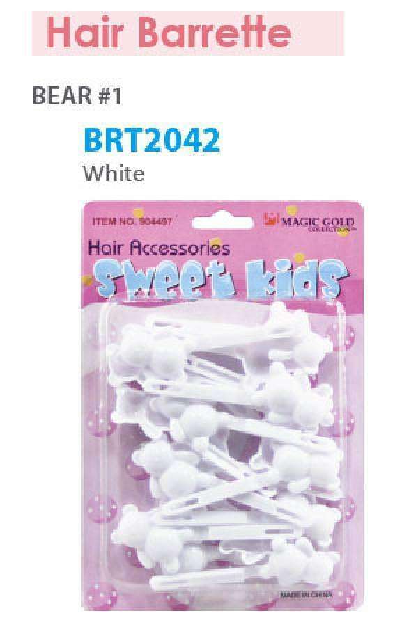 Magic Gold Hair Barrettes - Bear White #BRT2042 - Deluxe Beauty Supply
