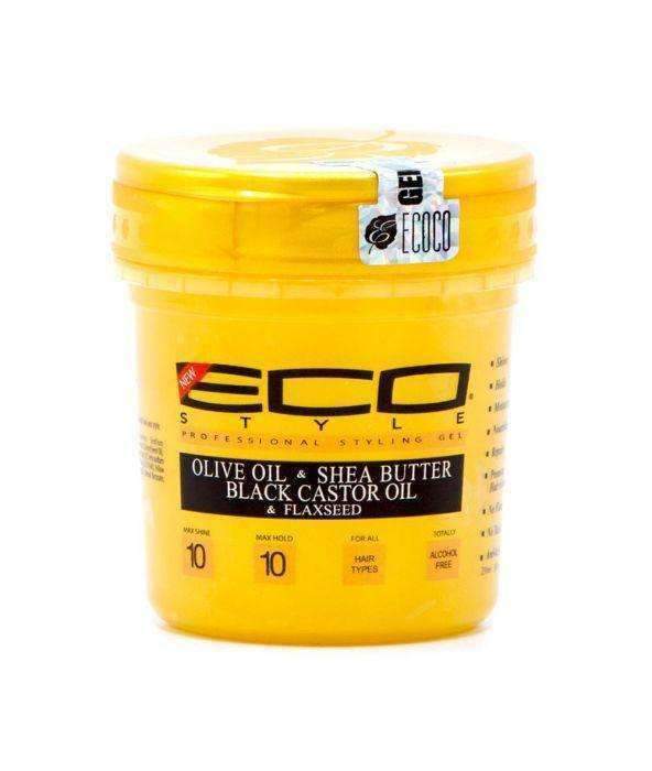 Eco Style Gold Olive Oil & Shea Butter Black Castor Oil & Flaxseed Styling Gel 8oz - Deluxe Beauty Supply
