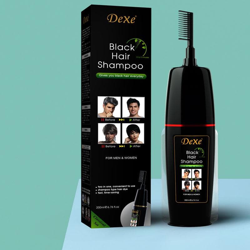 Dexe Black Hair Shampoo w/Comb