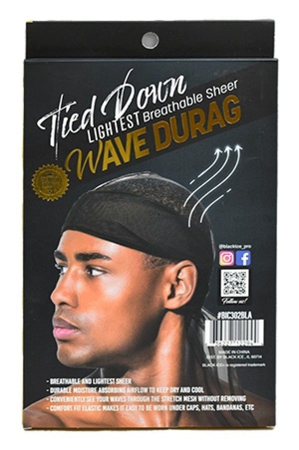 Black Ice Tied Down Light Sheer Wave Durag