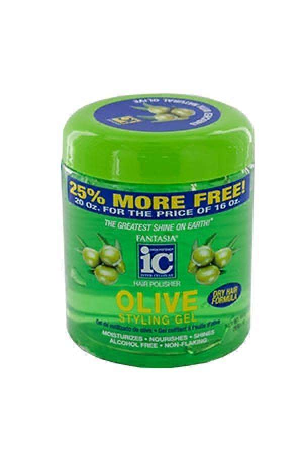 Fantasia IC Hair Polisher Olive Styling Gel w/ Sparkle Lites 20oz - Deluxe Beauty Supply