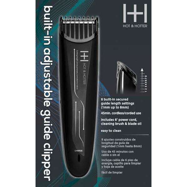Hot & Hotter Built-In Adjustable Guide Rechargeable Clipper Black #5795