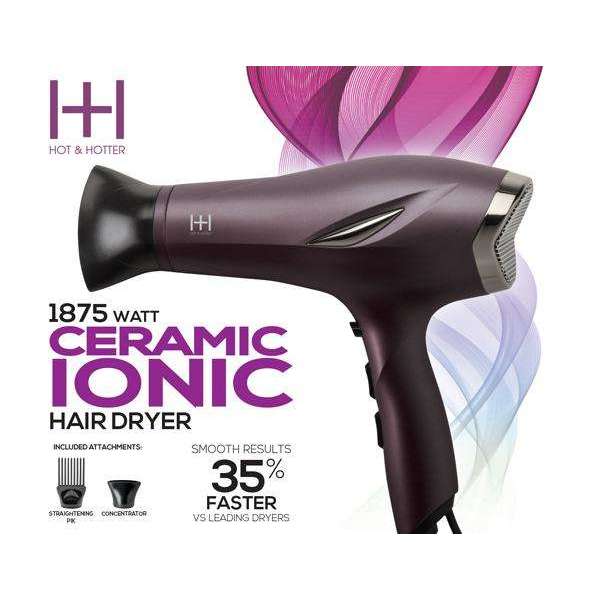 Hot & Hotter Ceramic Ionic 1875 Hair Dryer Purple #5904