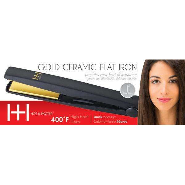 Hot & Hotter Gold Ceramic Electrical Flat Iron 1" #5871