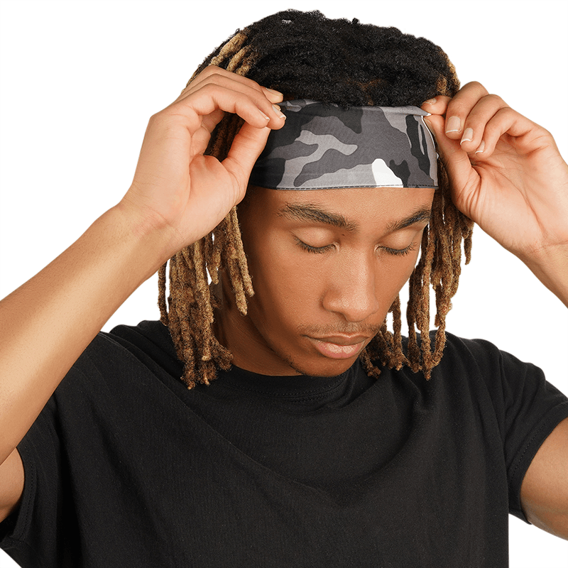 Mr. Durag Spandex Ultra Stretch Dreadlocks Band - Grey Camouflage #3623