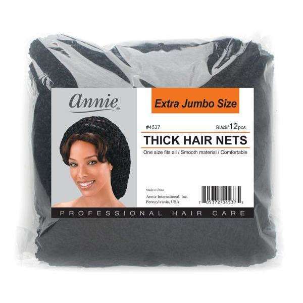 Annie Thick Black Hair Nets - Extra Jumbo #4537