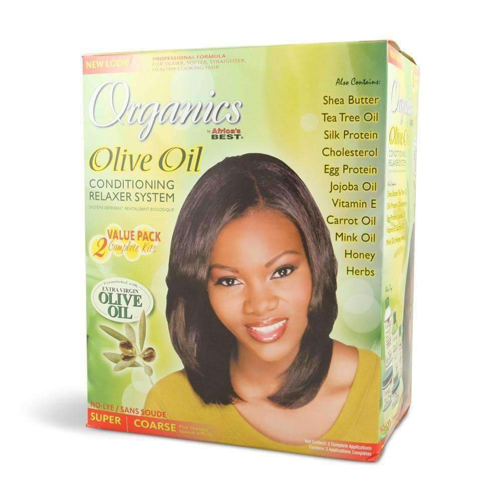Africa's Best Organics Olive Oil Conditioning Relaxer System - 2 Kit Value Pack Super - Deluxe Beauty Supply