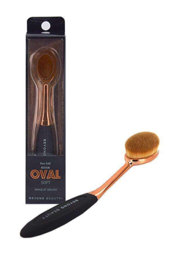 Rose Gold Oval Soft Makeup Brush - Medium - Deluxe Beauty Supply