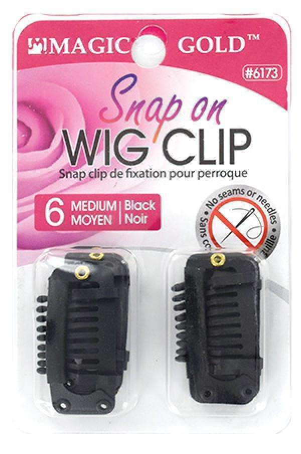 Magic Gold Snap On Wig Clip - Medium 6pcs Black - Deluxe Beauty Supply
