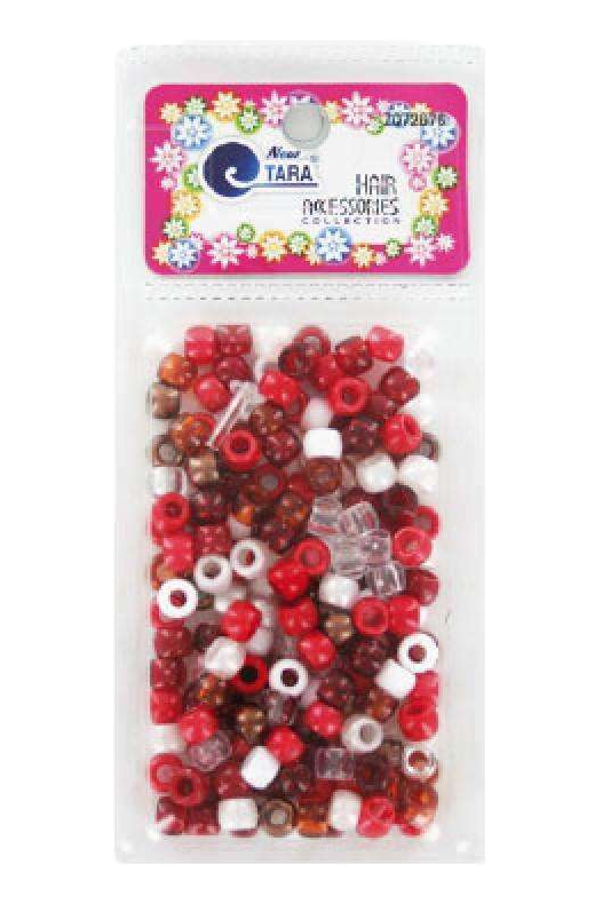Tara Hair Beads -  Red, Brown & White Mix #72676 - Deluxe Beauty Supply