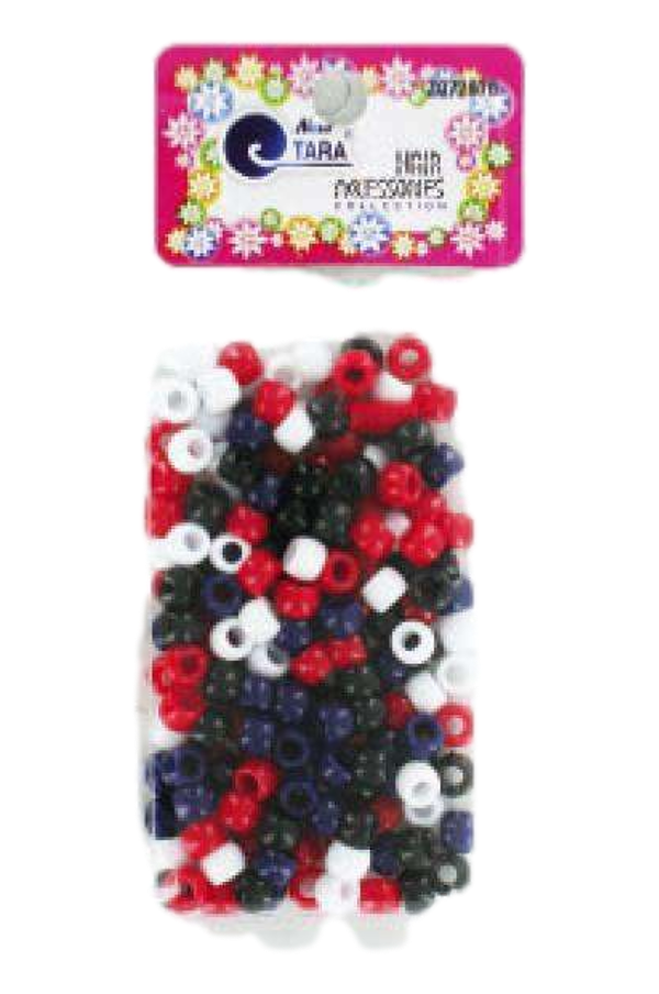 Tara Hair Beads - Red, Black, White & Blue Mix #72678 - Deluxe Beauty Supply